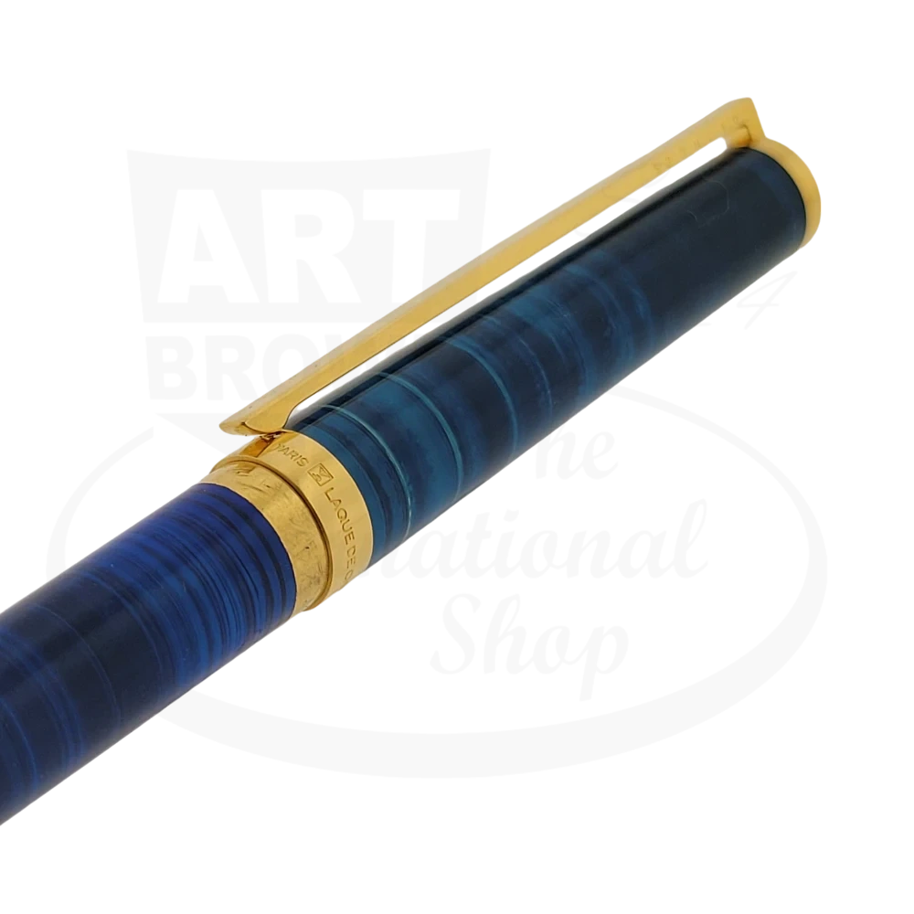 S.T. Dupont Classique Ocean Blue Lacquer and Gold Medium Fountain Pen, 041285