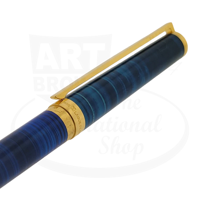 S.T. Dupont Classique Ocean Blue Lacquer and Gold Medium Fountain Pen, 041285