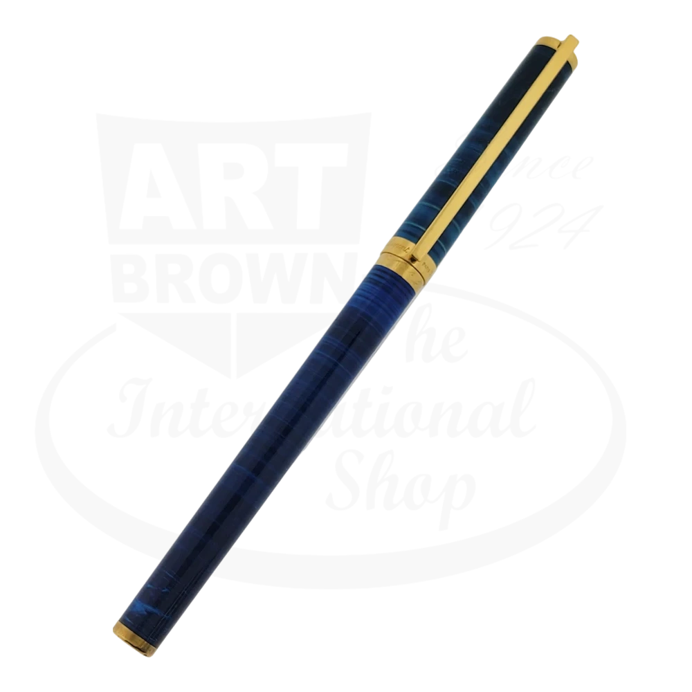 S.T. Dupont Classique Ocean Blue Lacquer and Gold Medium Fountain Pen, 041285