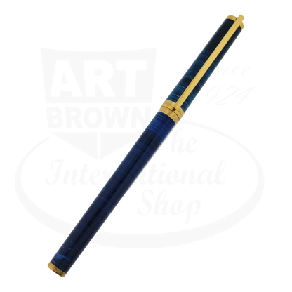 S.T. Dupont Classique Ocean Blue Lacquer and Gold Medium Fountain Pen, 041285