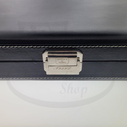 Preowned Scala Del Tempo Black Leather Pen Box