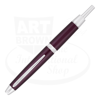 Pilot capless vanishing point fountain pen LS in burgundy and rhodium with nib hidden