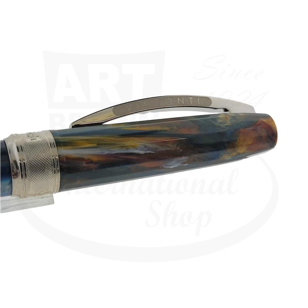 Detailed side view of the Visconti Van Gogh Starry Night ballpoint pen cap with Visconti branding.