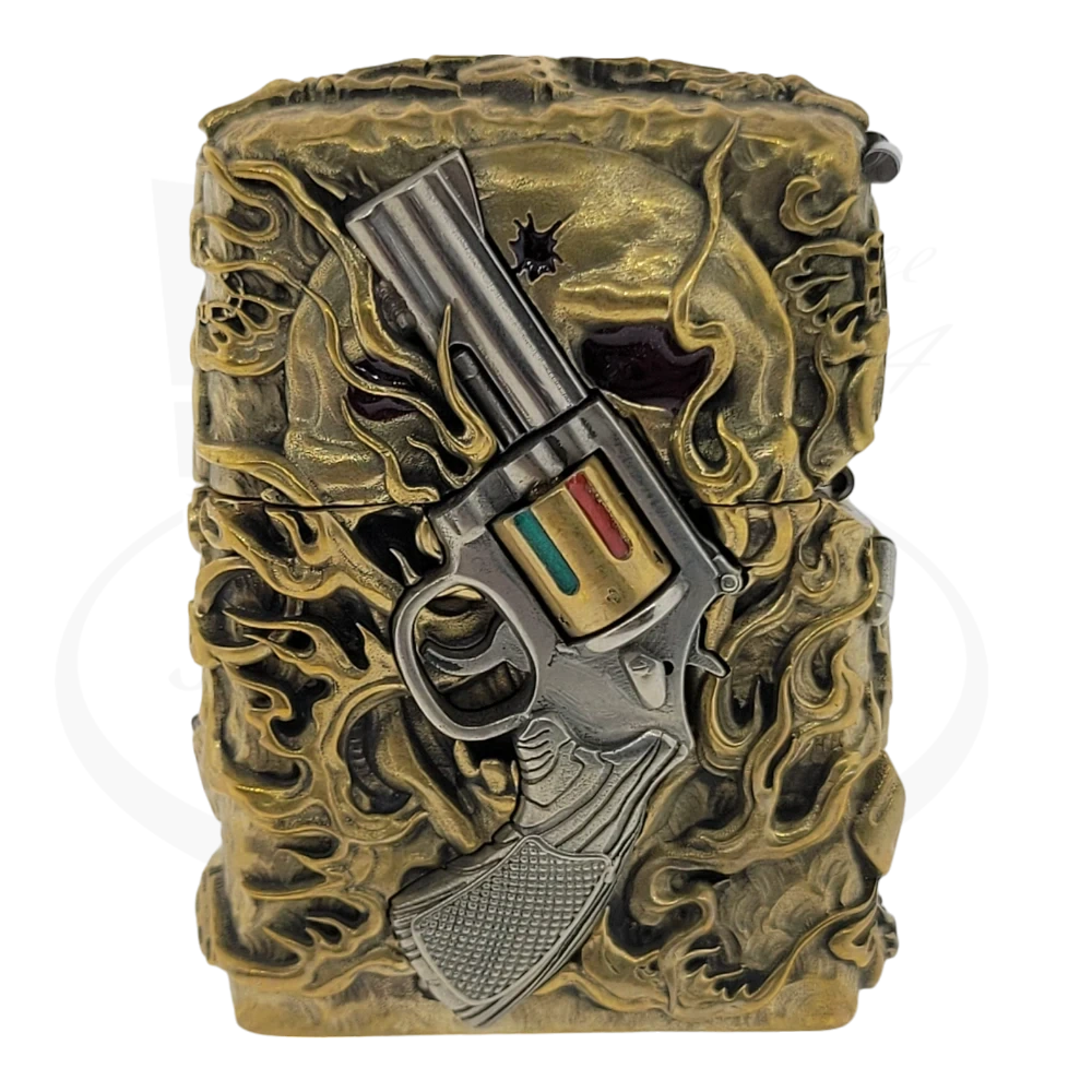 Zippo Skull with Revolver Lighter