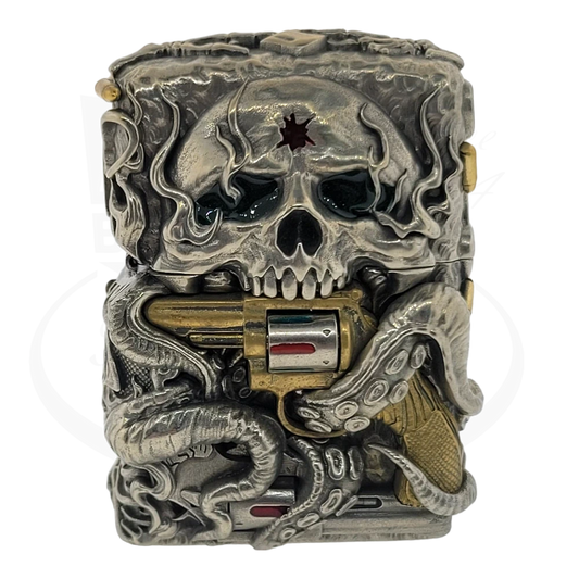 Zippo Skull with Revolver Lighter
