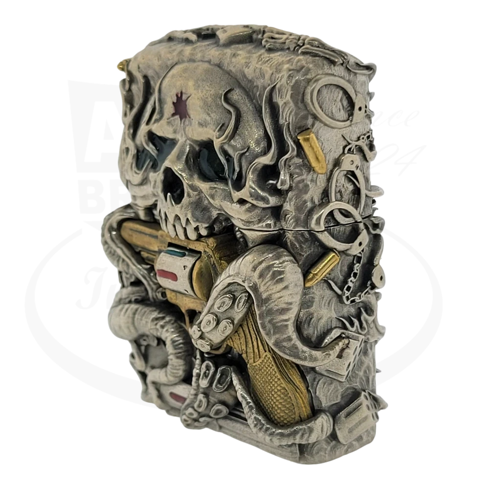 Zippo Skull with Revolver Lighter