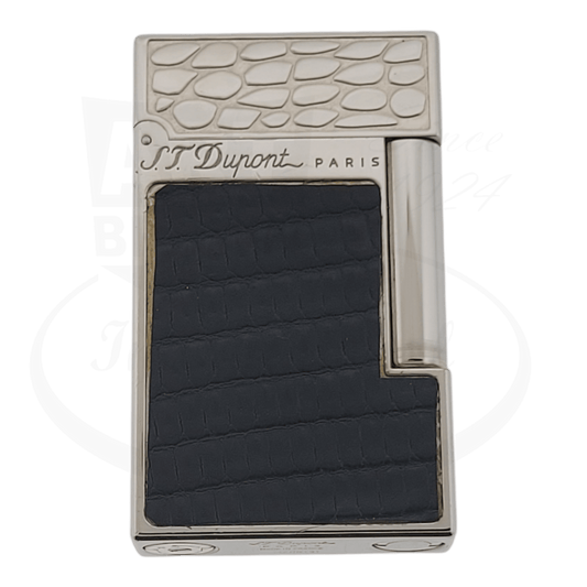 Preowned S.T. Dupont Ligne 2 Custom Black Leather & Palladium Lighter, Dupont-8