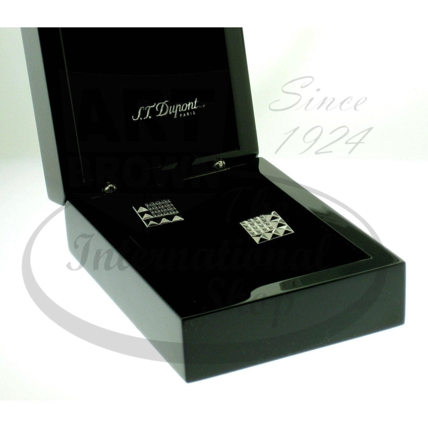 S.T. Dupont Stainless Steel Cufflinks with 32 Diamonds, 005416