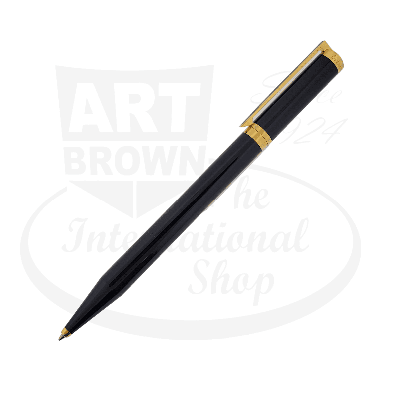 Preowned S.T. Dupont Classique Black Lacquer and Gold Large Ballpoint Pen