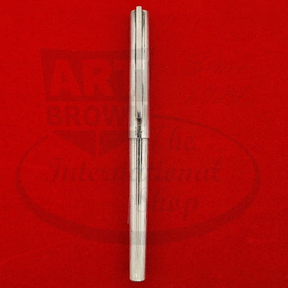 Preowned Refurbished S.T. Dupont Classique Sterling Silver Vertical Lines Fountain Pen