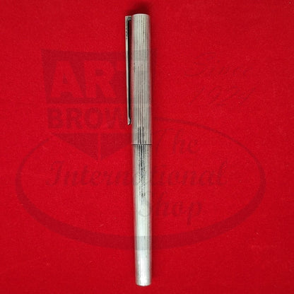 Preowned Refurbished S.T. Dupont Classique Sterling Silver Vertical Lines Fountain Pen