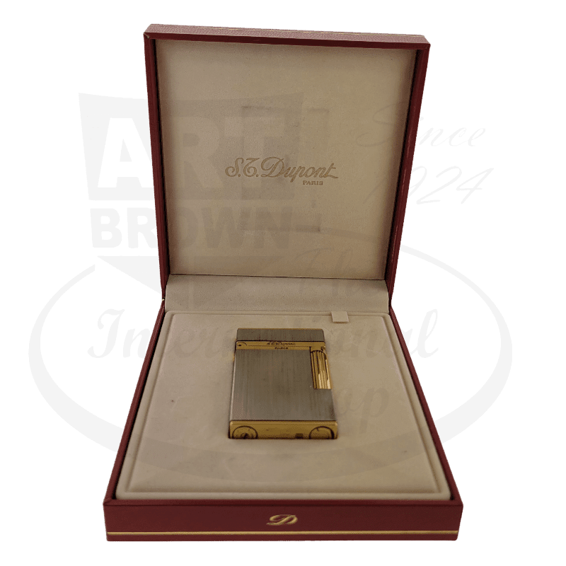 Refurbished S.T. Dupont Vintage Ligne 2 Montparnasse Brushed Palladium and Gold Lighter, 016841