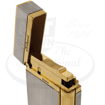 Refurbished S.T. Dupont Vintage Ligne 2 Montparnasse Brushed Palladium and Gold Lighter, 016841