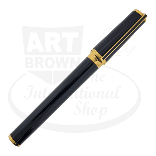 S.T. Dupont Montparnasse Large Black Lacquer and Gold Fountain Pen, 411274