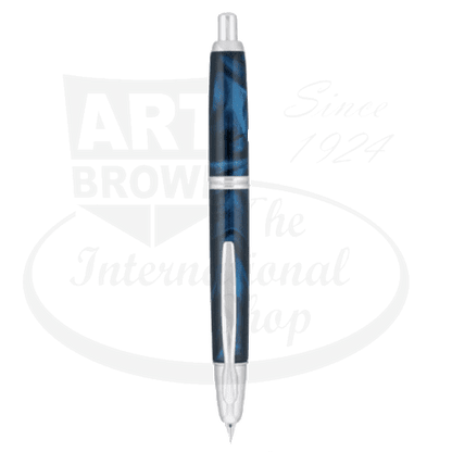 Vanishing Point SE Medium Blue Marbled Fountain Pen with Rhodium Accents